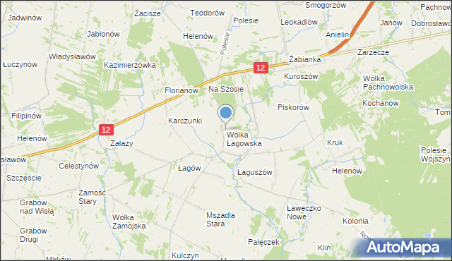 mapa Wólka Łagowska, Wólka Łagowska na mapie Targeo